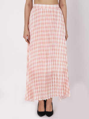 Jakanary Solid Women Flared Pink Skirt