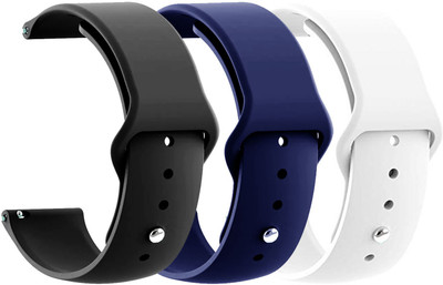 AOnes Pack of 3 Silicone Belt Watch Strap for Pebble Classic Smart Watch Strap(Black, Blue, White)