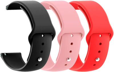 AOnes Pack of 3 Silicone Belt Watch Strap for Amazfit Gts2 Mini Smart Watch Strap(Black, Pink, Red)