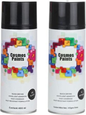 Cosmos Paints Gloss Black and Matt Black Spray Paints Combo Pack (400ML Pack of 2) Gloss Black, Matt Black Spray Paint 800 ml(Pack of 12)