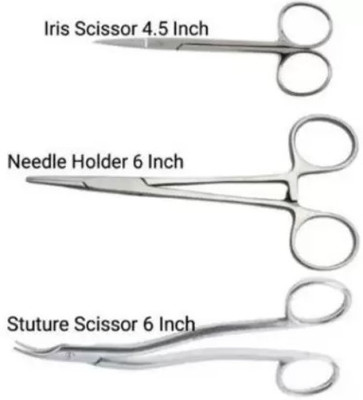 ARINEO Artery Forceps 6 Inch + Suture Scissor 6 Inch + Iris scissor 4.5 Inch Suturing Forceps