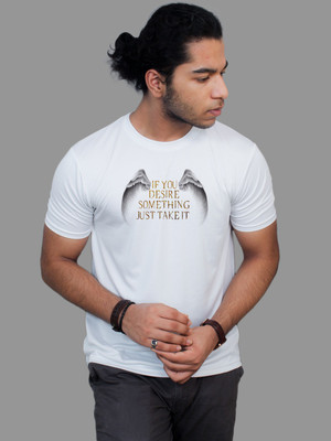 Smrink Solid Men Round Neck White T-Shirt