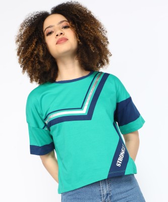 Pepe Jeans Printed Women Round Neck Green, Blue T-Shirt