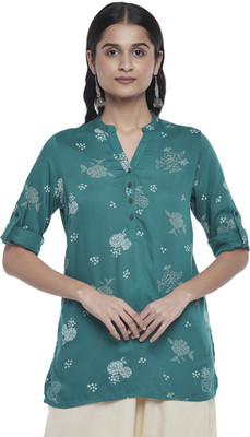 Akkriti by Pantaloons Casual Printed Women Blue Top