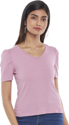 Honey By Pantaloons Casual Solid Women Pink Top