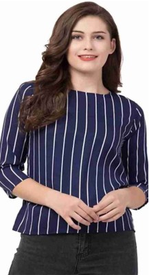 Wiser Formal Striped Women Blue Top