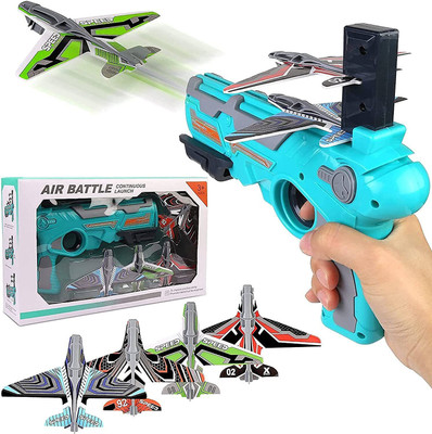 SGMSC Airplane Launcher Gun Toy for Kids, Air Battle Foam Gun Armor Sets Slingshots Guns & Darts(Multicolor)