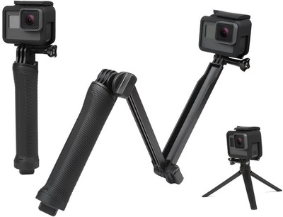 MOOZMOB Handheld Short Stand for Action Cameras Tripod Stand Mount Camera Stand Mount Tripod(Black, Supports Up to 1800 g)
