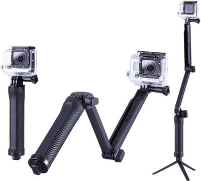 MOOZMOB Short Stand for Action Camera Tripod Stand Mount Mini Video Camera Stand Mount Tripod(Black, Supports Up to 1800 g)