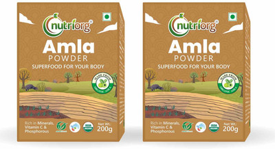 Nutriorg Certified Organic Amla Powder - Made from Own Organically Grown Amla(2 x 0.2 kg)