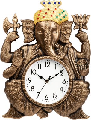 Attractionz Analog 39 cm X 33 cm Wall Clock(Gold, With Glass, Standard)