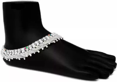 ABHRIK IMITATION Women and Girls Slver Plated White Metal Payal Anklets Copper Anklet(Pack of 2)