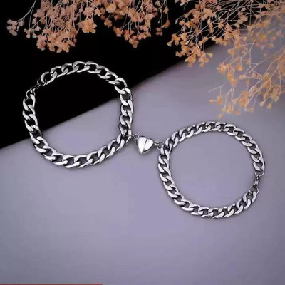 ruby collection Stainless Steel Silver Bracelet(Pack of 2)