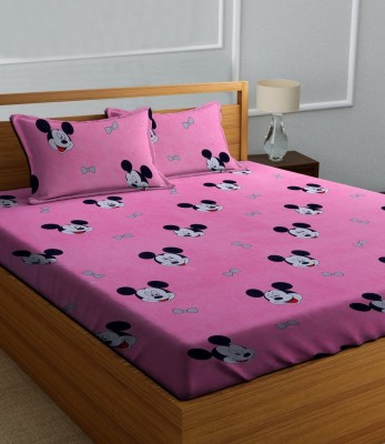 TOZO SHINE 210 TC Cotton Double Solid Flat Bedsheet(Pack of 1, Pink)