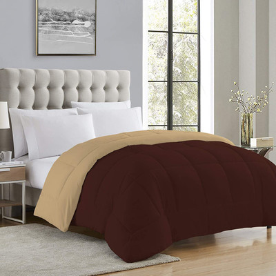 curious lifestyle Self Design Single Comforter for  Heavy Winter(Microfiber, Brown, Peach)