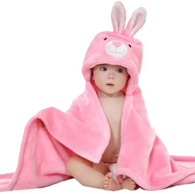 BABY ZONE Animal Crib Hooded Baby Blanket for  AC Room(Microfiber, D Pink)