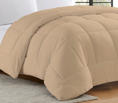 curious lifestyle Self Design Single Comforter for  Heavy Winter(Microfiber, Beige)