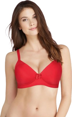 taabu Taabu 3/4th Coverage Wirefree Lace Everyday T-Shirt Padded Bra-Red Women T-Shirt Lightly Padded Bra(Red)