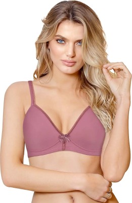 taabu Taabu FullCoverage Wirefree Satin Trim Everyday T-Shirt Padded Bra- Purple Women T-Shirt Lightly Padded Bra(Purple)