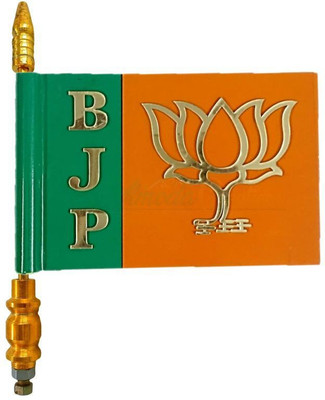 Pepino Car Flag BJP printed lotus with Rod Rectangle Car bonnet Flag Car Dashboard tray(1 L)