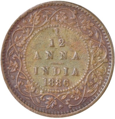 Mintage World British India Victoria Empress - 1/12 Anna 1886 Calcutta Modern Coin Collection(1 Coins)