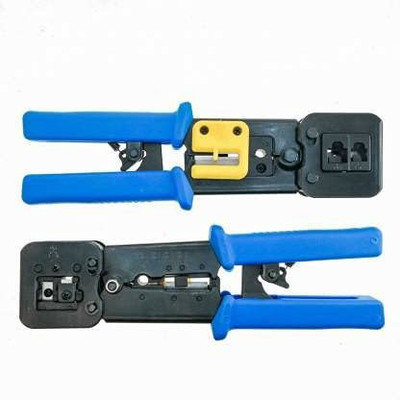 ELECTRO WOLF Passthrough RJ45 Crimping Tool Crimp & Cut at Same Time, Network Cable Cutting Stripping Crimper Tool (Pack 1) Manual Crimper