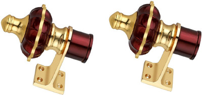 GHAR DWAR Maroon, Gold Curtain Hooks, Curtain Knobs, Rod Rail Bracket Metal(Pack of 2)
