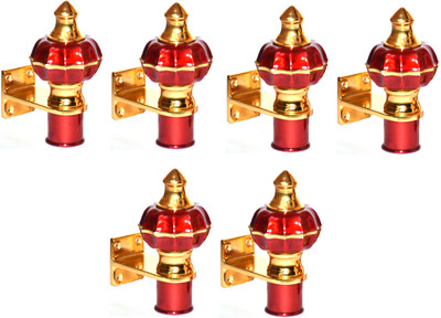 Shining Red Curtain Hooks, Curtain Knobs, Curtain Rods, Rod Rail Bracket Metal(Pack of 6)