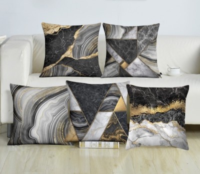 STUTI WORLD Abstract Cushions Cover(Pack of 5, 40 cm*40 cm, Grey, Black)