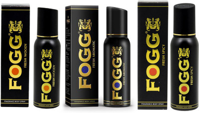 FOGG Fresh WOODY, AROMATIC & SPICY Fragrance Body Spray COMBO (3 X 120ml) Body Spray  -  For Men & Women(360 ml, Pack of 3)