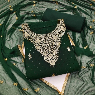 ramdev creation Georgette Embroidered Salwar Suit Material