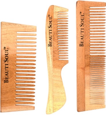 Beautisoul Neem Wooden Comb| Hair comb set combo for Men & Women (Pack of 3)