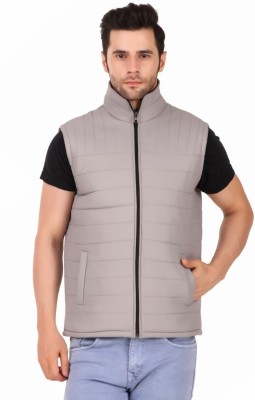 Leather Retail Sleeveless Solid Men Jacket