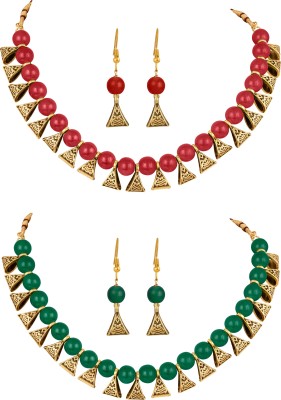 JFL Jewellery for Less Copper Gold-plated Multicolor Jewellery Set(Pack of 1)
