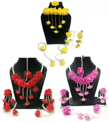 style revolver Fabric Yellow Jewellery Set(Pack of 1)