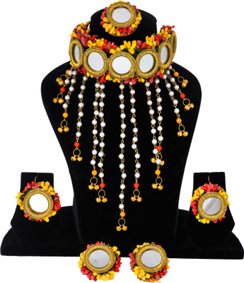 Arihant Shop Fabric Red, Yellow Jewellery Set(Pack of 1)