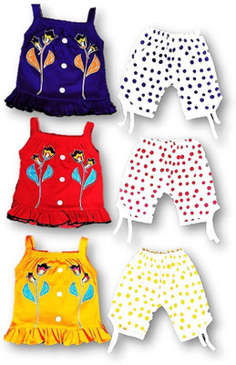 Jain Trader Baby Girls Casual Top Capri(BLUE, YELLOW, RED)