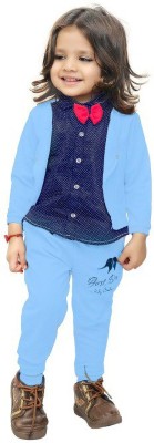 TREASURESHOP Baby Boys & Baby Girls Festive & Party Blazer, Shirt and Trouser Set(Blue Pack of 1)