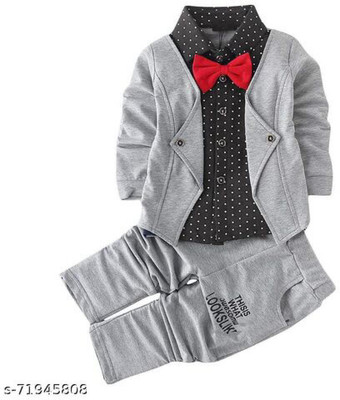 convey international Boys Party(Festive) Shirt Shirt, Bow Tie, Pant(GREY)