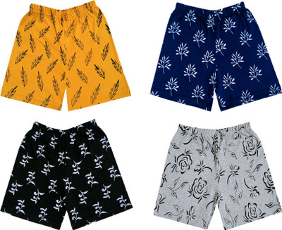 Indistar Short For Girls Casual Printed Cotton Blend(Multicolor, Pack of 4)