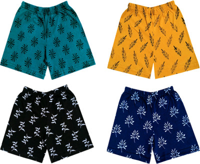 Indistar Short For Girls Casual Floral Print Cotton Blend(Multicolor, Pack of 4)