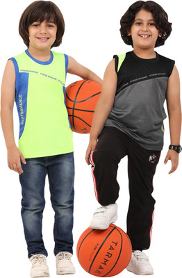 FTX Boys Colorblock Polyester Regular T Shirt(Multicolor, Pack of 2)