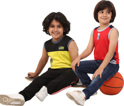 FTX Boys Printed Polyester Regular T Shirt(Multicolor, Pack of 2)