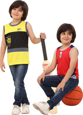 FTX Boys Printed Polyester Regular T Shirt(Multicolor, Pack of 2)