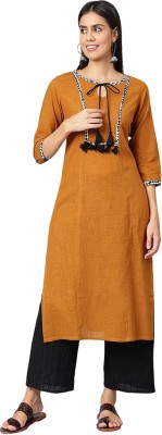 Jaipur Attire Women Solid Straight Kurta(Brown)