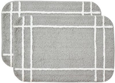 HIDECOR Microfiber Bathroom Mat(Grey, Medium, Pack of 2)