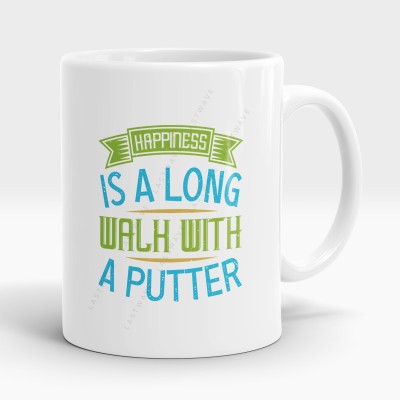 LASTWAVE Happiness Is A Long Walk With A Putter, Golf Graphic Printed 11Oz Ceramic Ceramic Coffee Mug(325 ml)