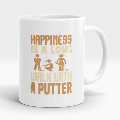 LASTWAVE Happiness Is A Long Walk With A Putter Design 3, Golf Graphic PrintedCeramic Ceramic Coffee Mug(325 ml)