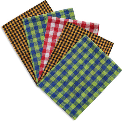 Feather Green NLC-CHECK-TOWELS-5 Multicolor Cloth Napkins(5 Sheets)