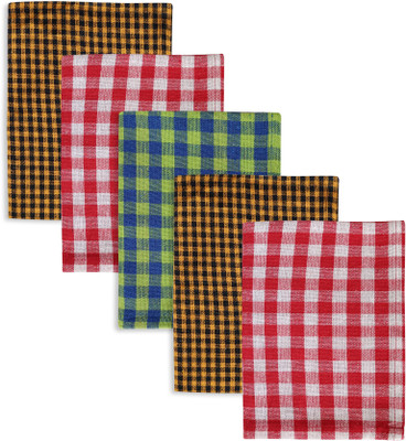 Feather Green NLC-CHECK-TOWELS-1 Multicolor Cloth Napkins(5 Sheets)
